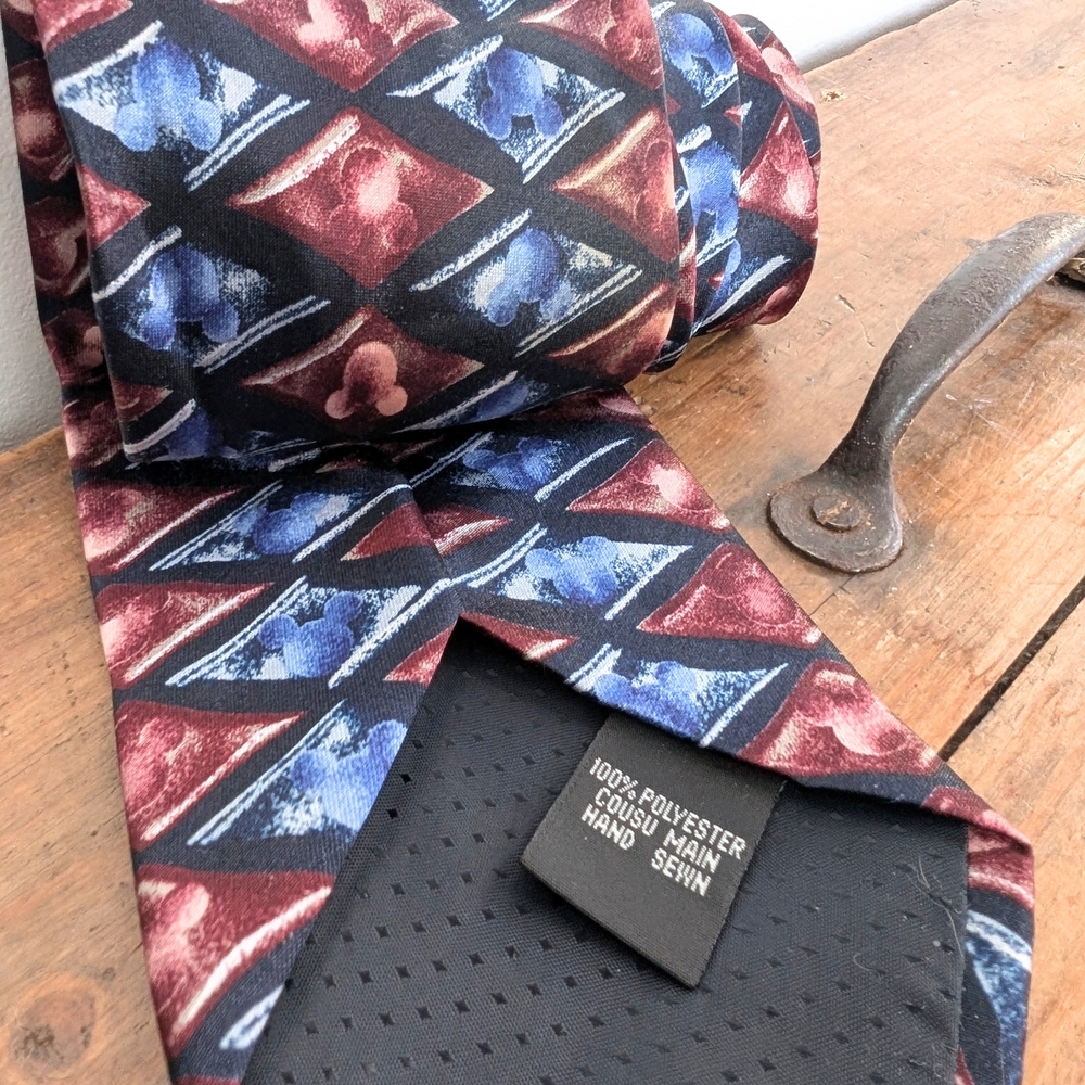 Vintage Mickey Unlimited Hand Sewn Tie ~ Discreet Geometric Mickey Mouse Pattern - Picture 6 of 6